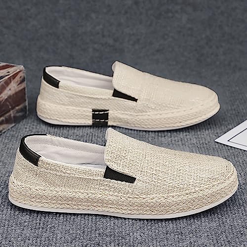2023 Summer Men's Lazy Linen Casual Shoes Korean Students with A Straw Woven Board Shoes Men Casual Men Shoes Size 132