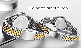 MASTOP Couple Watches Swiss Brand Golden Watch Men Women Stainless Steel Waterproof Quartz Watch…