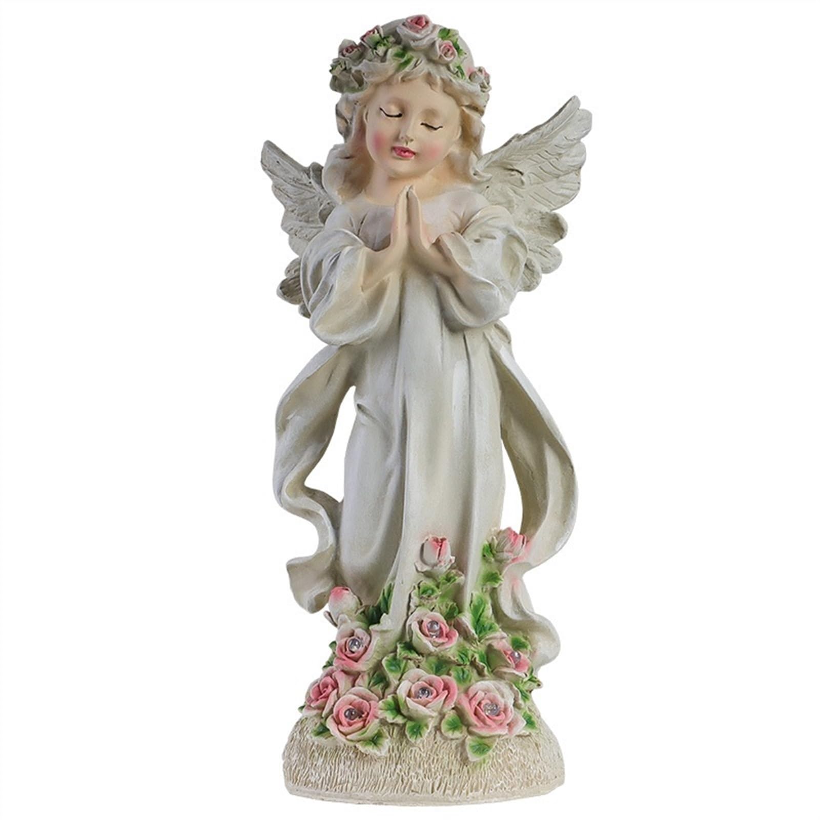 HABITZ Fata Dei Fiori Statua Solare Caratteristiche Dell'acqua Ornamenti Da Giardino Decorazioni Esterni Statue Di Angeli In Resina Impermeabile Squisita Della Ragazza Angelo Atmosfera In Resina(1)