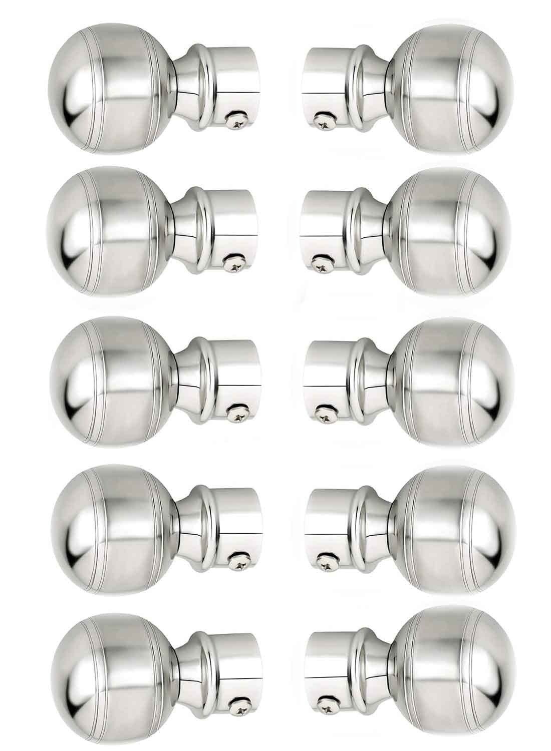 Ferio Stainless Steel and Mirror Finish Curtain Holders Brackets Knob for Door and Window Fitting for Bathroom and Kitchen for 1 Inch Rod Only Finals Set (10 Pack)-image-30
