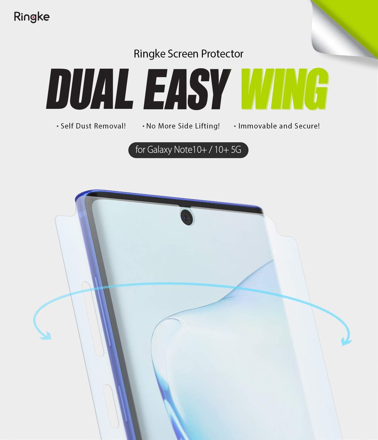 Ringke Dual Easy Wing Film (2 Pack) Compatible with Galaxy Note 10 Plus Screen Protector (2019)
