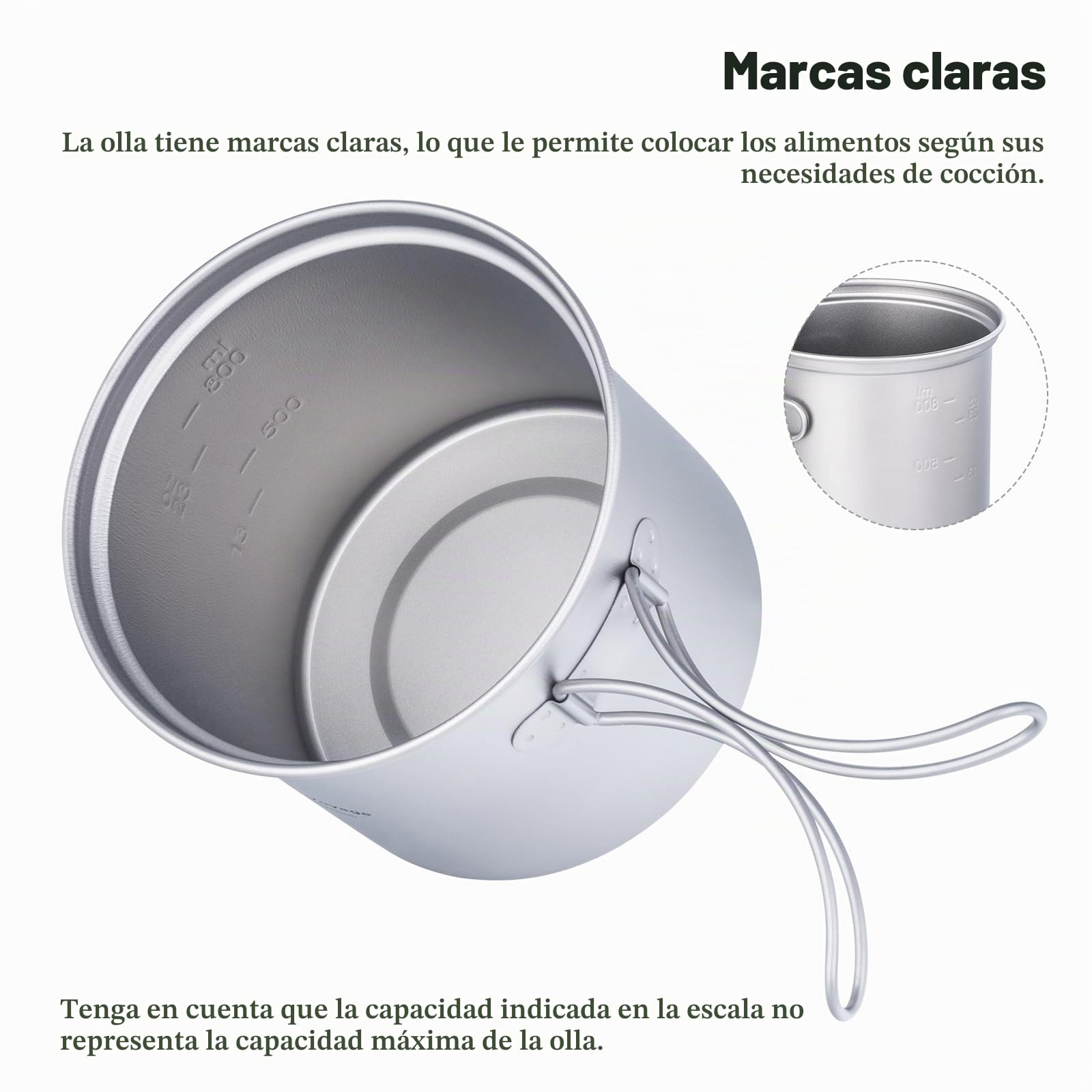 Boundless Titanium Pot Bowl con empuñadura Plegable Juego de vajilla de Cocina de Picnic para Acampar al Aire Libre
