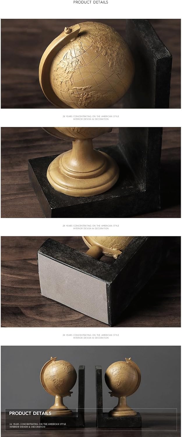 ユニークなブックエンド ヴィンテージ高耐久ブックエンド - クラシックな地球儀デザインの本棚ストッパー - 棚用レトロスタイルブック ブックエンド  ヴィンテージ高耐久ブックエンド - クラシックな地球儀デザインの本棚ストッパー - 棚用レトロスタイルブックホルダー ... ブックエンド 装飾 ユニーク ヴィンテージ 高耐久 ブックエンド - クラシックな地球儀のデザインのブックシェルフストッパー - レ