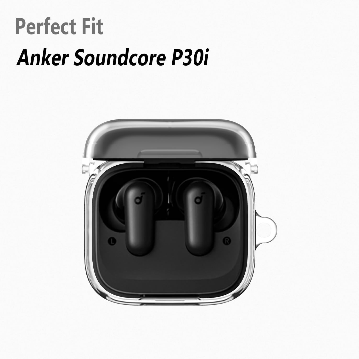 Geiomoo Soft TPU Case for Anker Soundcore P30i, Protective Cover with Carabiner (Transparent) - Image 2