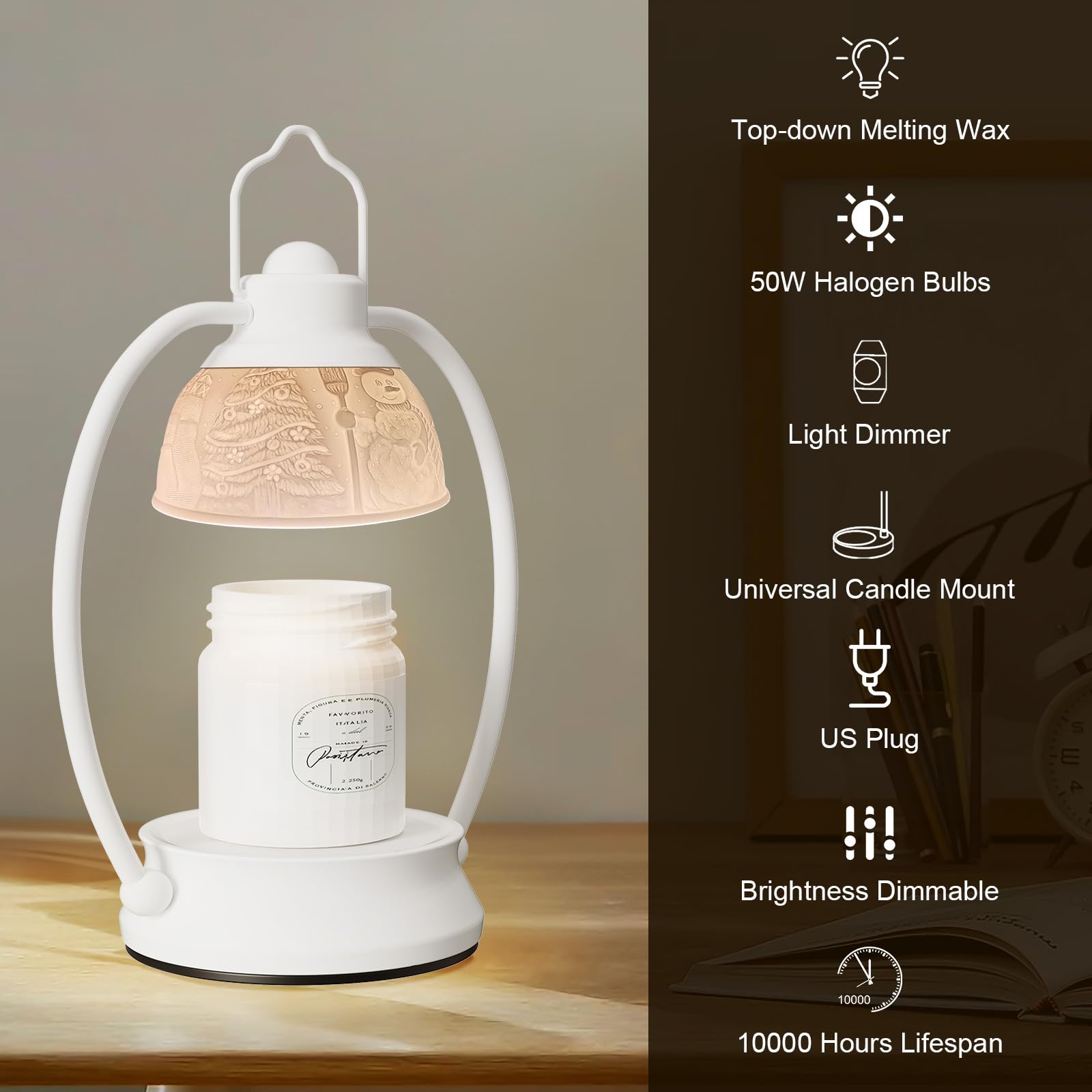 QIHANERS Lamp Candle Warmer Electric, Snowman Candle Wax Warmer with Dimmer, Heat Adjustable, No Flame Scented Candle Warmer for Women Bedroom Home Decoration Gift