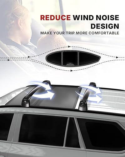 Miniatura 7 de Richeer Barras transversales de techo con cerradura de 260 libras para Grand Cherokee AltitudeSRTTrackhawk 2011-2022 con molduras negras de techo,