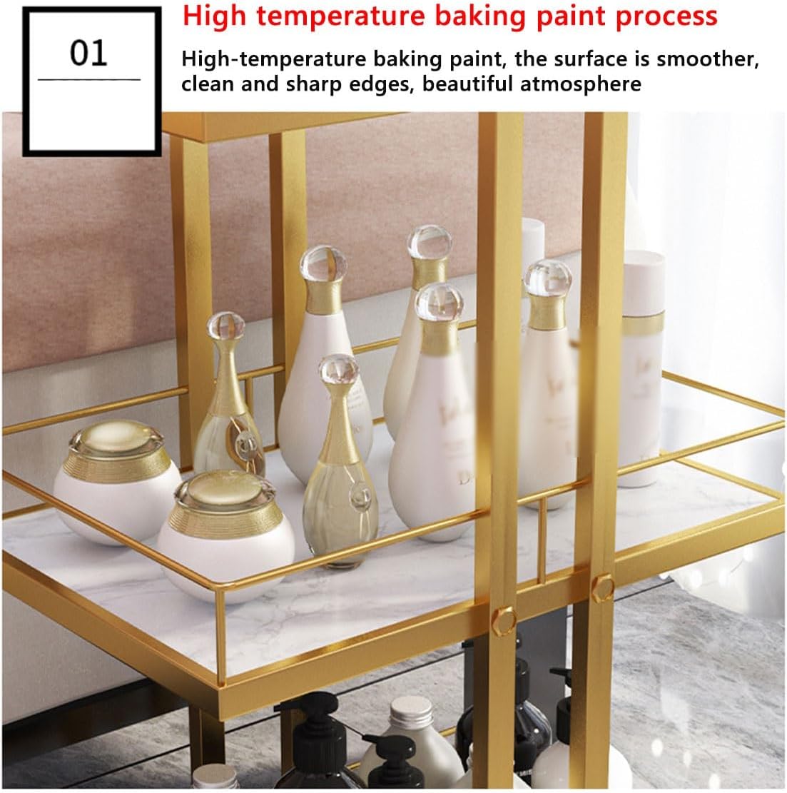 キャスター付3段収納カート 美容院のサービングのトロリー 貯蔵の