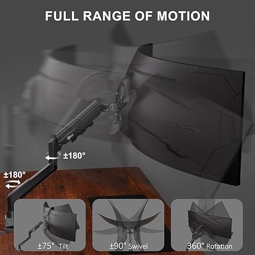 Miniatura 5 de WALI Brazo de monitor único con soporte de escritorio para pantallas de 17 a 49 pulgadas, soporta hasta 33 libras, soporte de monitor VESA