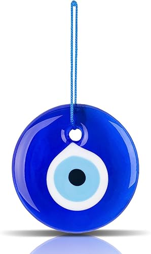 BCS Decoración azul contra el mal de ojo de 4.3 pulgadas, adorno colgante de pared hecho a mano con amuleto turco griego de Nazar de buena suerte y