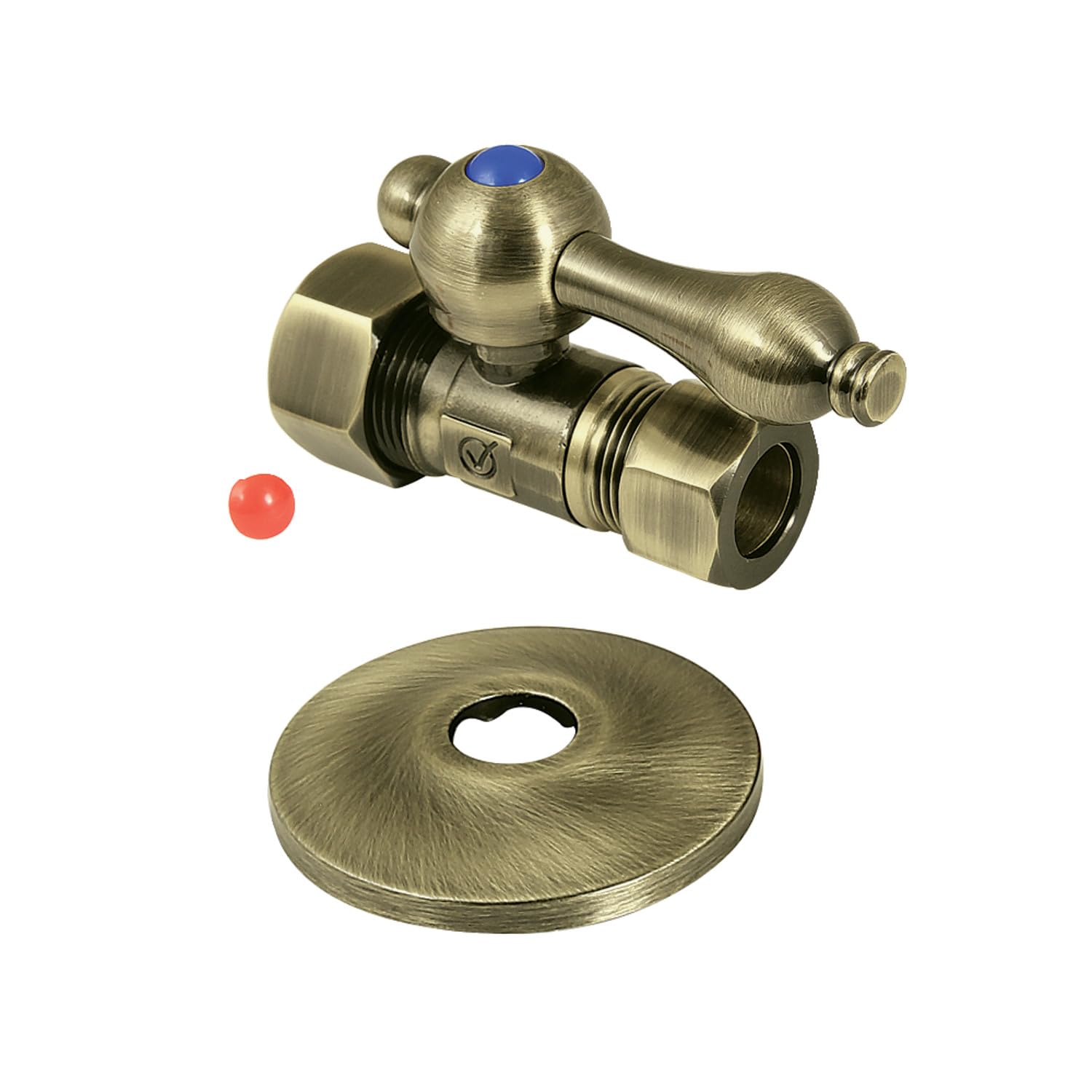 Valve d'arrêt droite OD Comp 5/8" x 1/2" Kingston Brass laiton antique