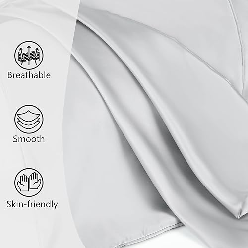 Vista 59 de Funda de almohada de satén para cabello y piel, más suave que la funda de almohada de seda de morera, 1 paquete, funda de almohada de satén con Rosa