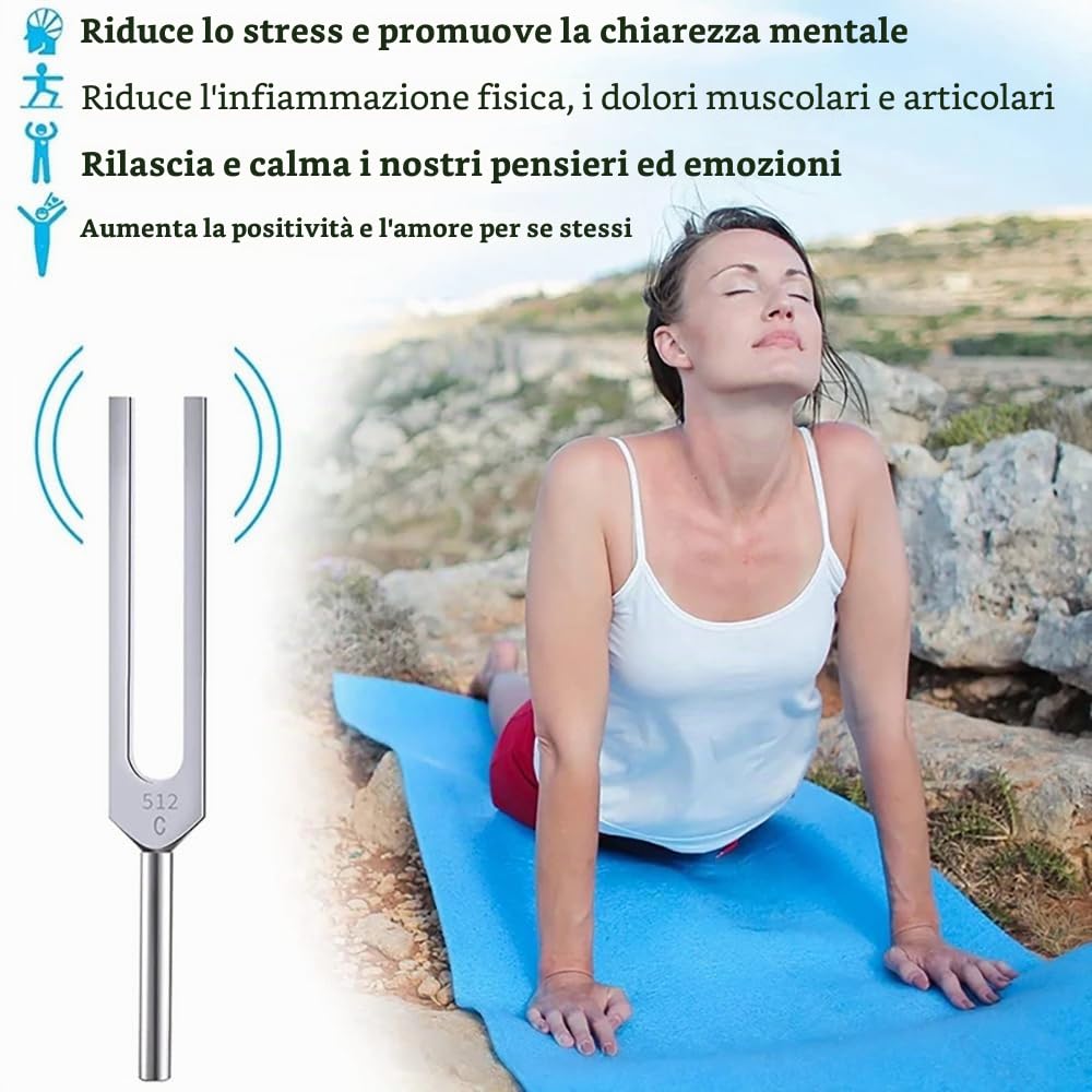 NEWFUN Diapason,Diapason Neurologico,Set di 10 pezzi con base + 2 martelli in silicone e panno per la pulizia, ideale per la terapia, per la terapia dei chakra, la terapia del suono, l'antistress