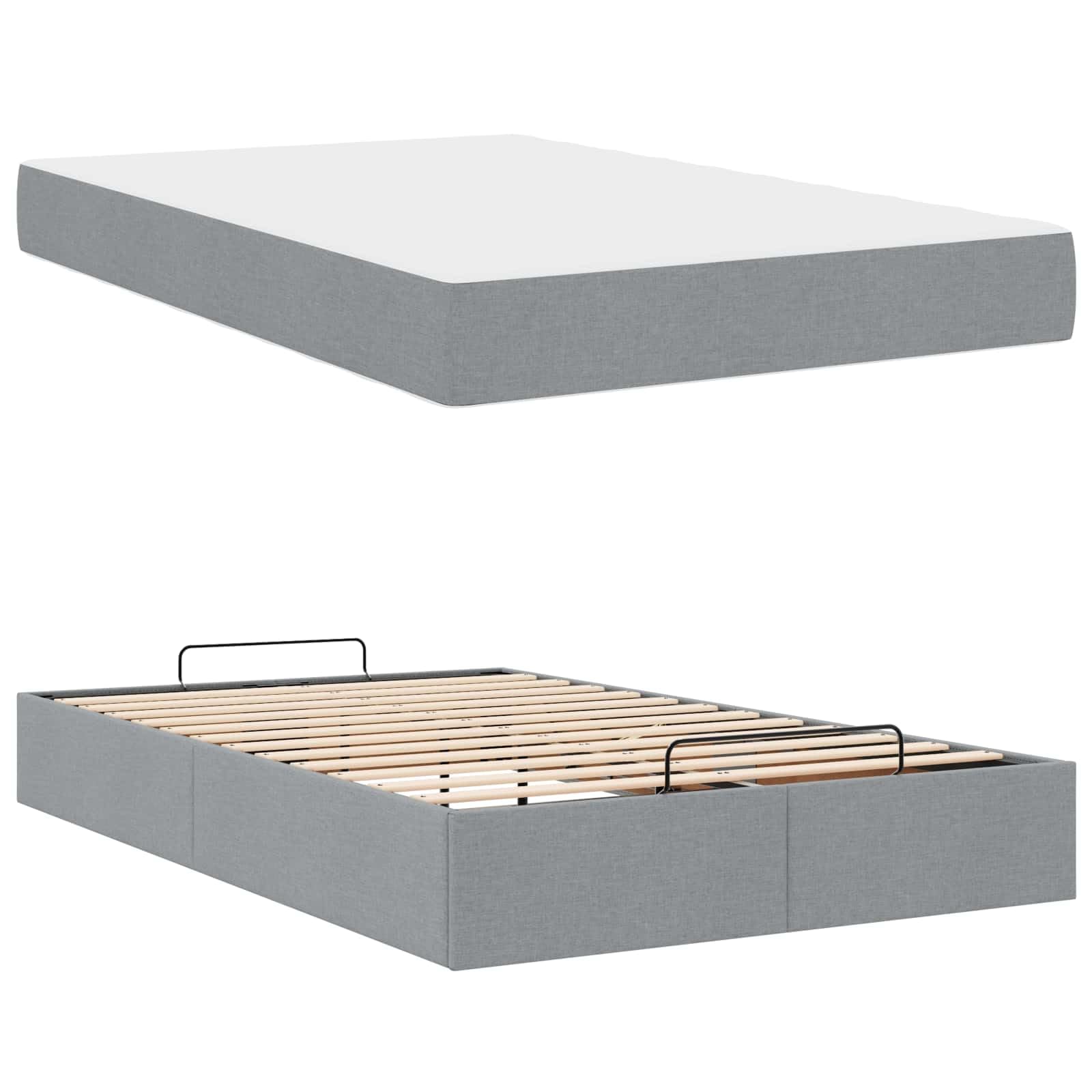 Tela suave con cajones integrados dormitorio moderno Gris Claro 203x120x43