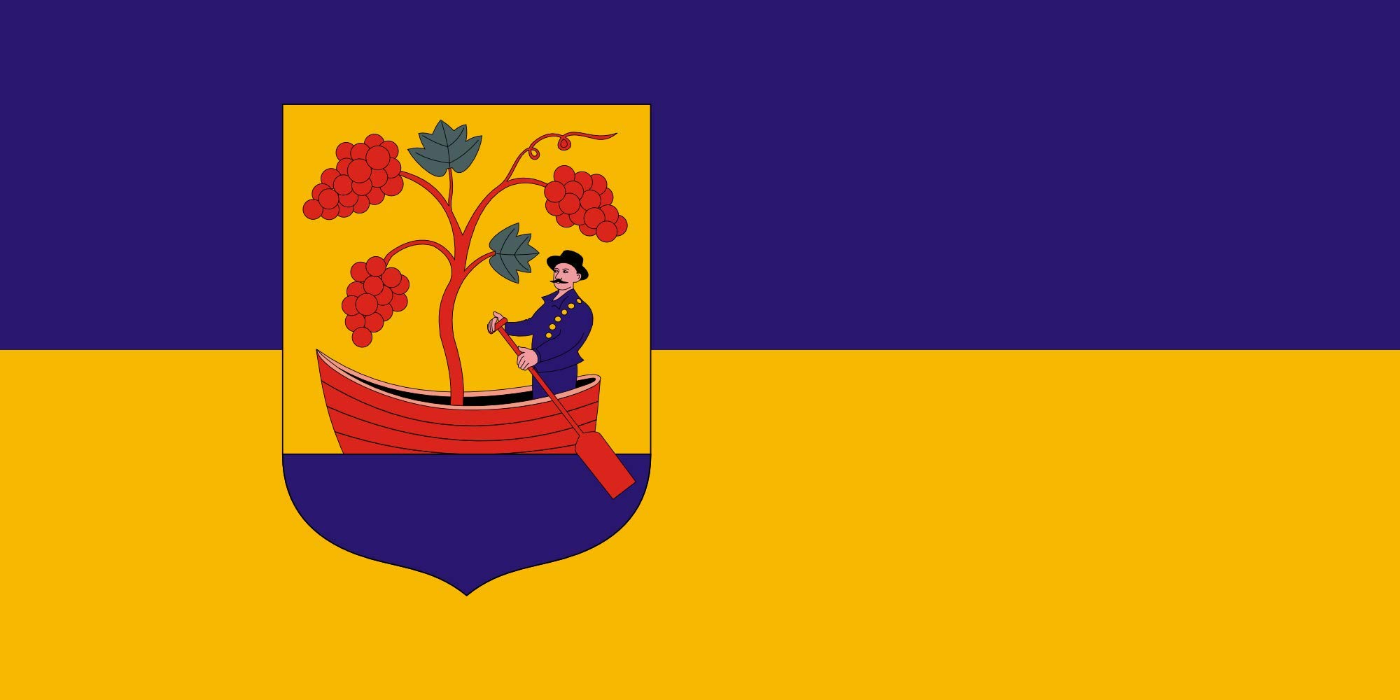 Drapeau Large Révfülöp au format paysage horizontal pour mât extérieur