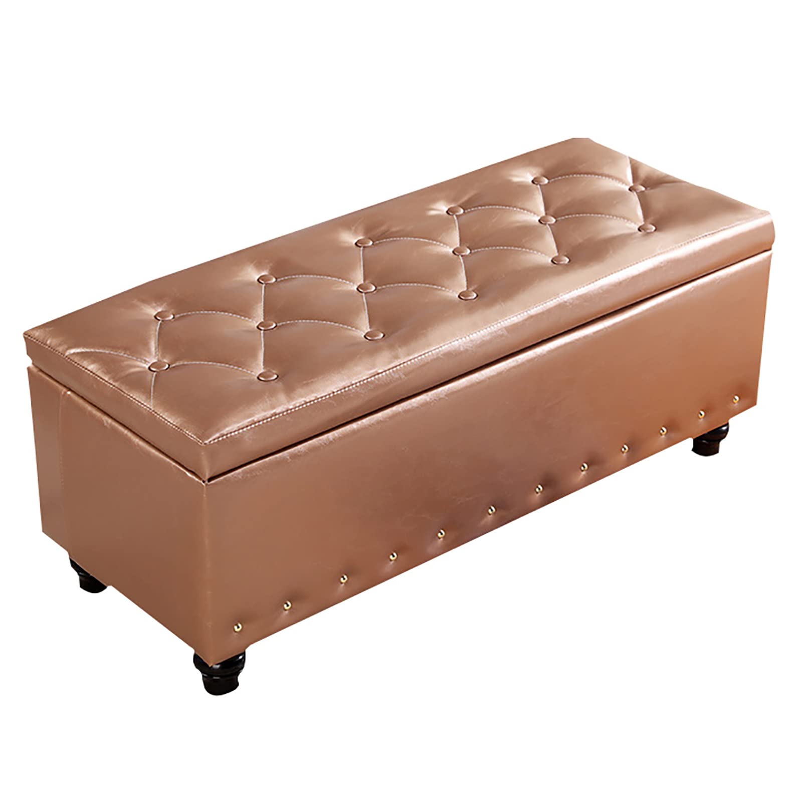 Banc de rangement moderne champagne 70cm coffre à chaussures relevable en similicuir