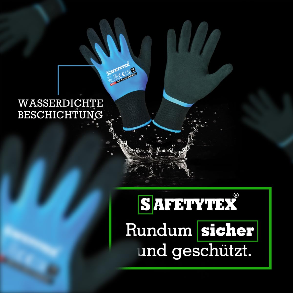 Safetytex Winter Arbeitshandschuhe wasserdicht Thermo Latex (Gr.10, 6 Paar)