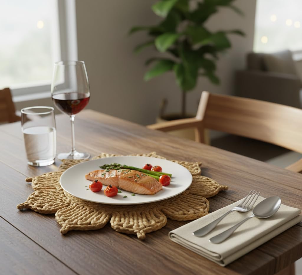 Braided Jute Placemats, Beige, 8 Inch, Set of 4