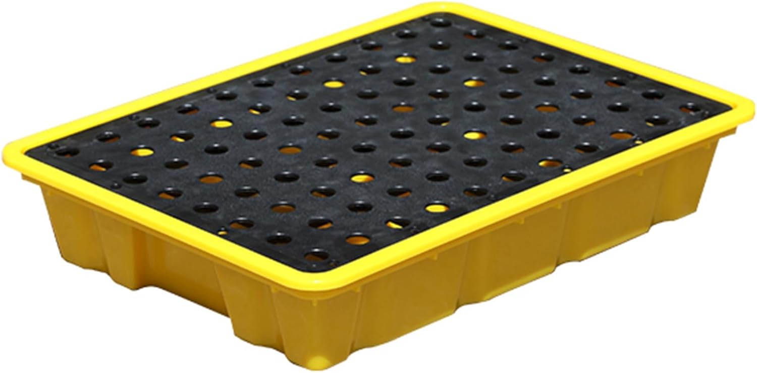 Spill-Proof Tray Oil Tank Spill Tray,Spill Containment Platform, Leak Proof Tray with Flat Top Grating, Static Load 50 Kg, Industrial Uses Anti Slip Large Capacity Contai,