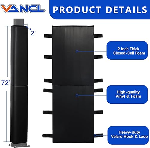 Miniatura 31 de Almohadillas de poste cuadrado para bastón de baloncesto, de lujo, resistente a la intemperie, poste de acolchado de 2/4 pulgadas de grosor