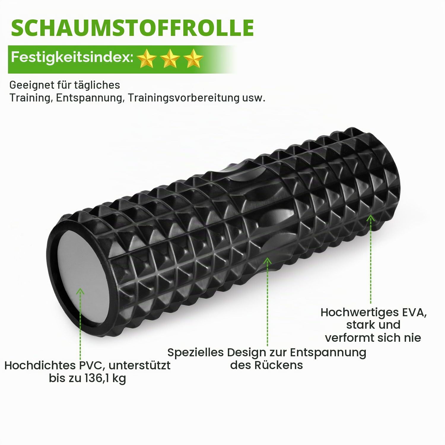 Odoland Faszienrolle Faszien Set 5 in 1 mit Foam Roller (45 x 14cm) Schaumstoffrolle Massageroller Stab Massagebälle für Faszientraining von Muskeln und Entlastung Muskelkate