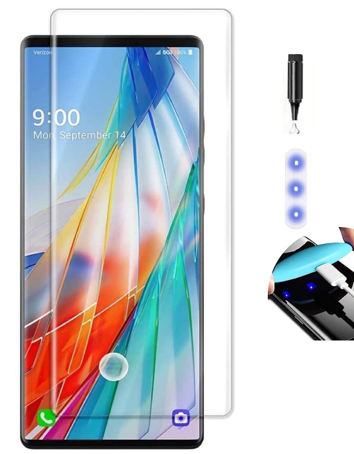 NISHTECH Advanced HD+ Curved UV Tempered Glass Screen Protector Designed for LG Wing 5G || Full Screen Coverage with Easy Installation Kit (Anti-Scratch)