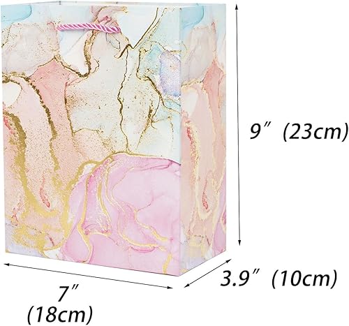 Miniatura 2 de Lyforpyton Paquete de 4 bolsas de regalo medianas con papel de seda de 7 x 9 x 3.9 pulgadas, bolsa de papel de regalo de mármol para fiesta de