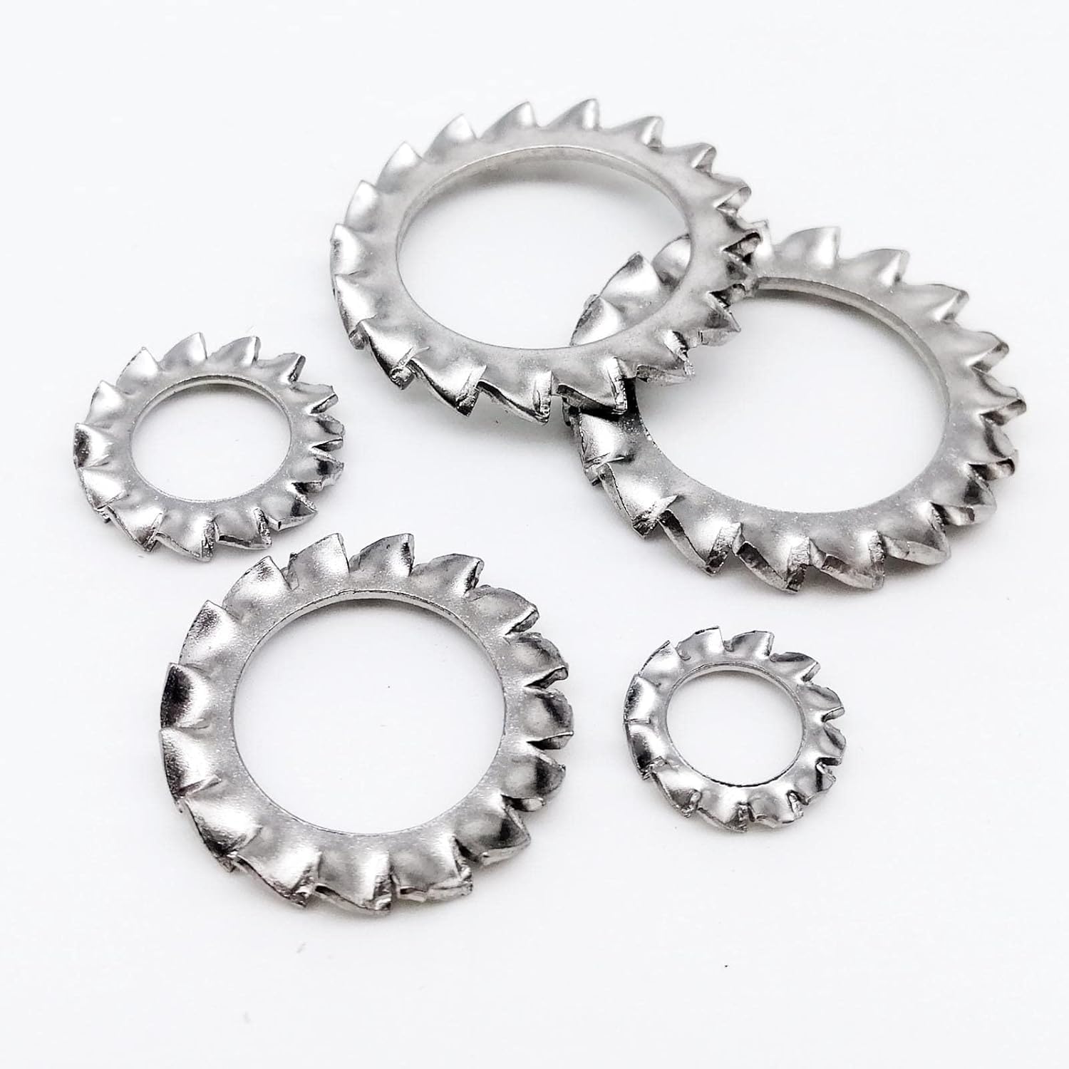 Arandelas de arandela plana grande, Arandela de seguridad dentada dentada externa de acero inoxidable 304(50Pcs,M10)