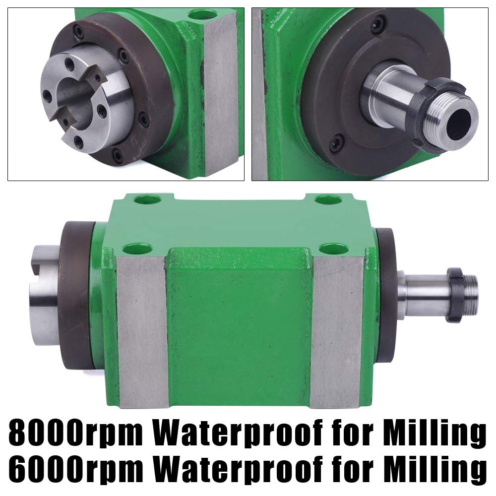 1.5KW 2HP Power Milling Head, BT30 Waterproof Taper Chuck Spindle Unit 7:24 Power Head & Drawbar, High Speed 6000rpm/8000rpm for CNC Mechanical Spindle Milling Drilling Boring Machine (8000rpm)