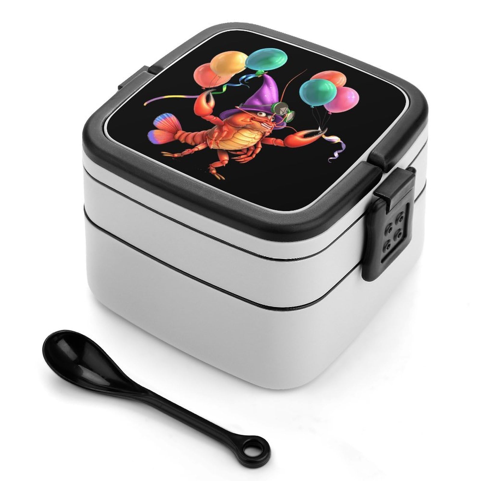 CGSBNGHA Mardi And Gras Crawfish Bento Lunch Box 2 Layer Lunchbox Food Container for Adults Office