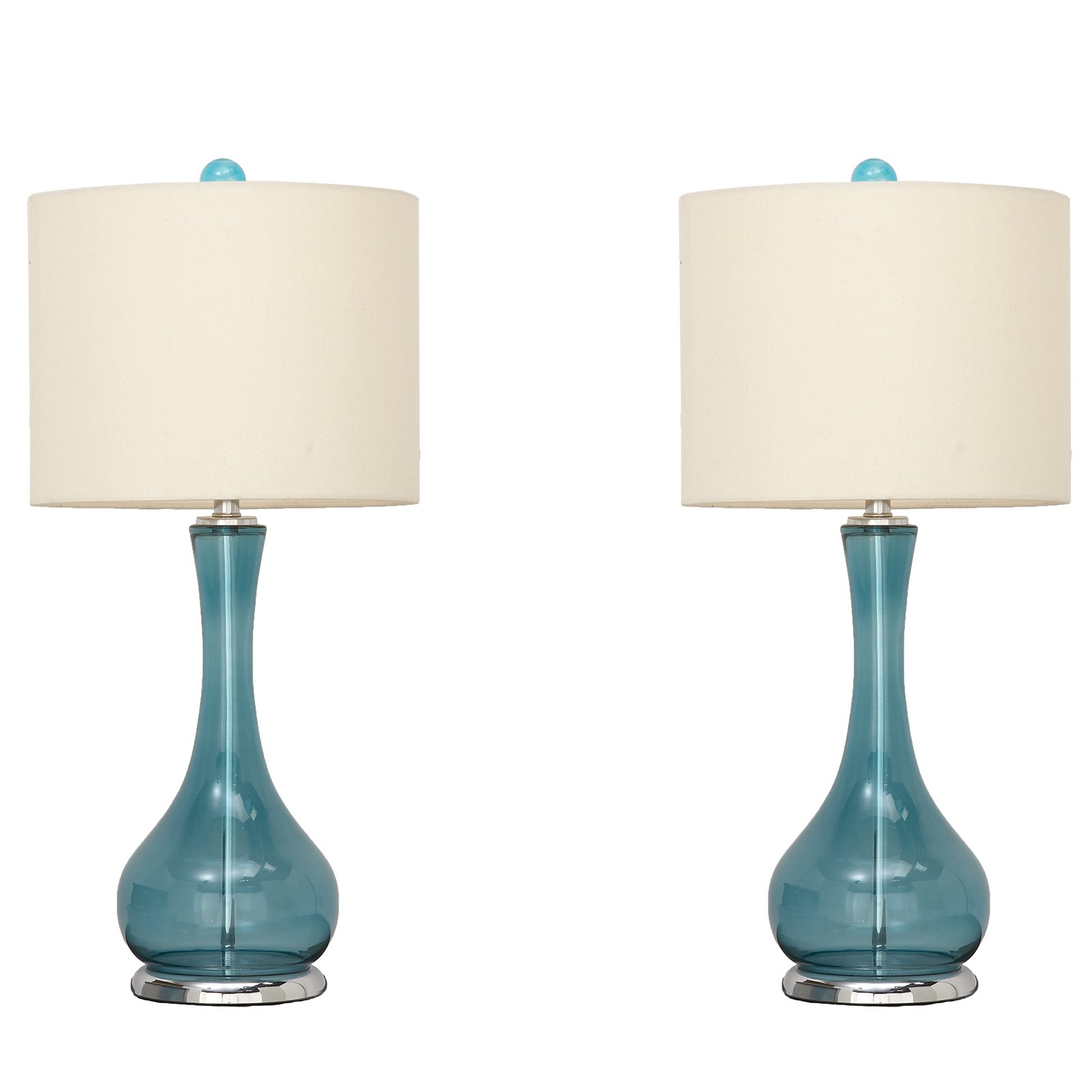 Urban Designs Imported Mykonos Glass Table Lamp-Set of 2, Blue