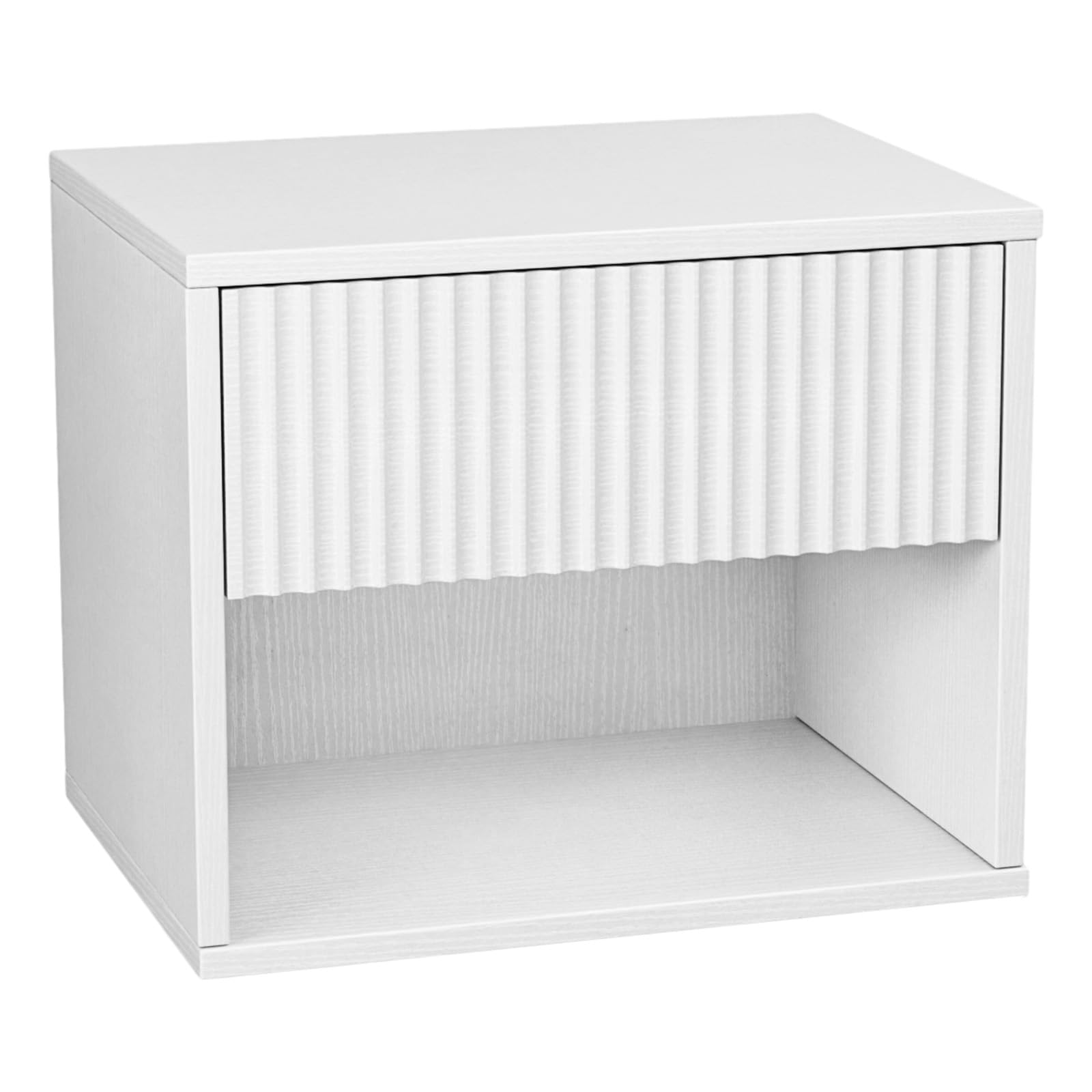 LEADZM Nachttisch Hängend 2er Set, Nachtschrank 40x30x33cm Weiß | Wandregal mit 1 Schublade 1 offenem Fach Wandmontage für Schlafzimmer,Wohnzimmer