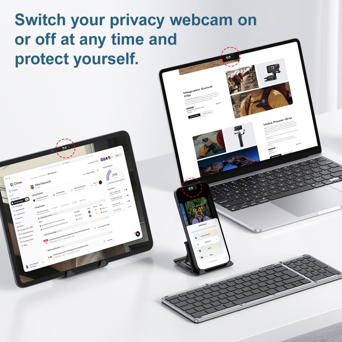 Copri Webcam 8 Pezzi, Copertura Slider Proteggi Privacy, Accessori per Laptop PC, Design Occhi, 0,7mm Ultra Sottile