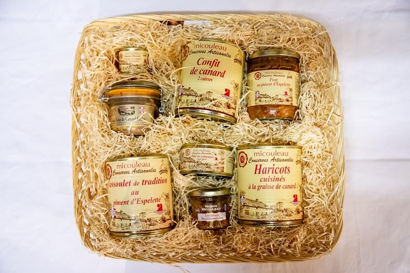 Micouleau Panier Garni Escapade Gourmande, Spécialités du Sud-Ouest, Foie Gras, Cassoulet, Confits, 8 Produits Authentiques, 10 kg