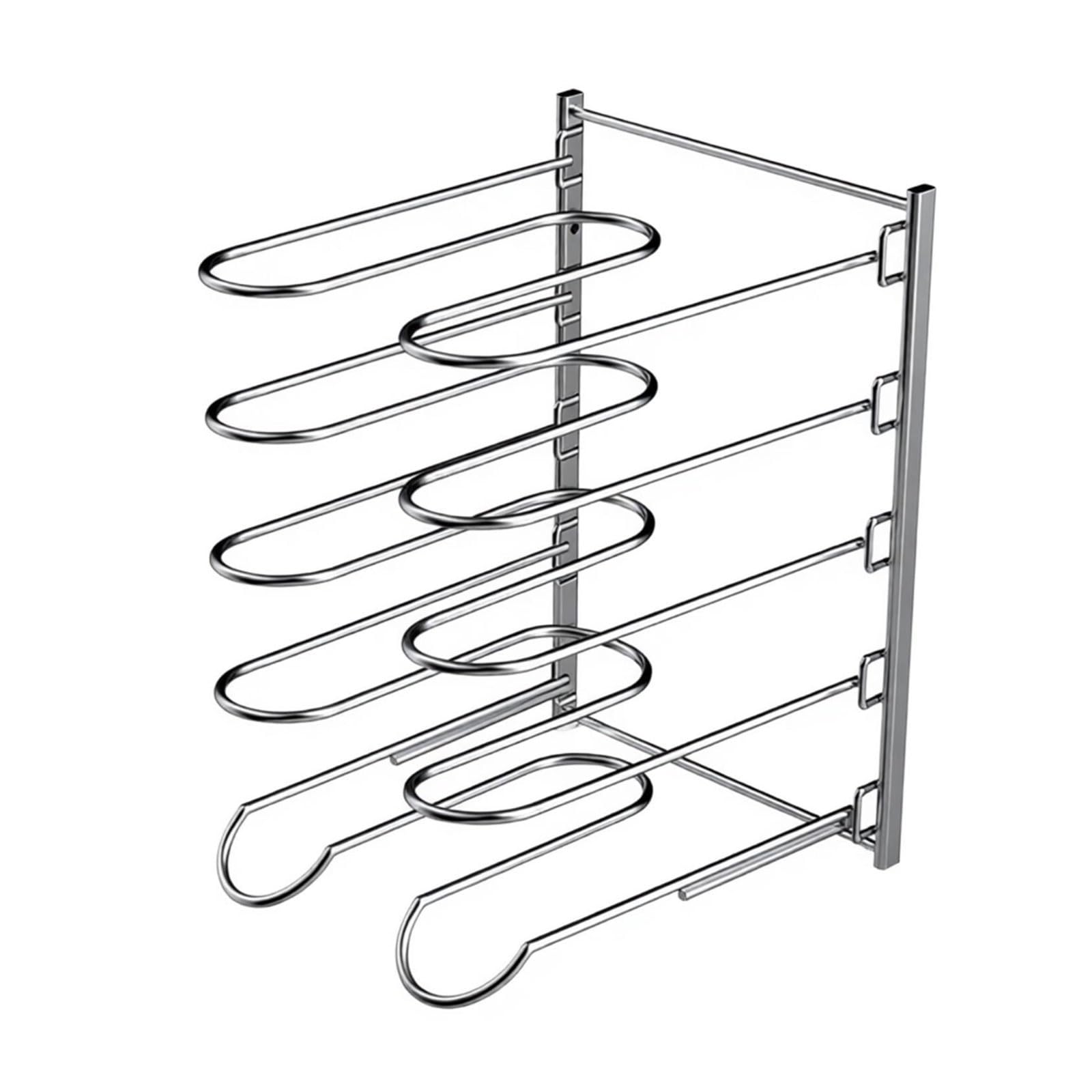 JSGHGDF 5 Division Stainless Steel Pan Storage Rack Designed for Small Kitchens to Maintain Cookware Neatly Organized Compact Pan Storage