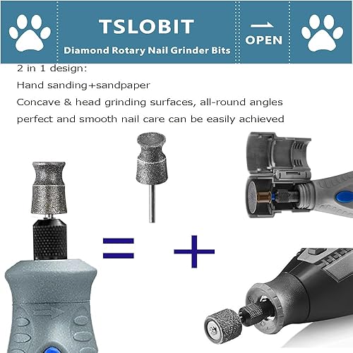 Miniatura 4 de TSLOBIT Brocas de diamante para molinillo de uñas para perro, herramienta giratoria, accesorio para amoladora de uñas de 18 pulgadas para amoladora