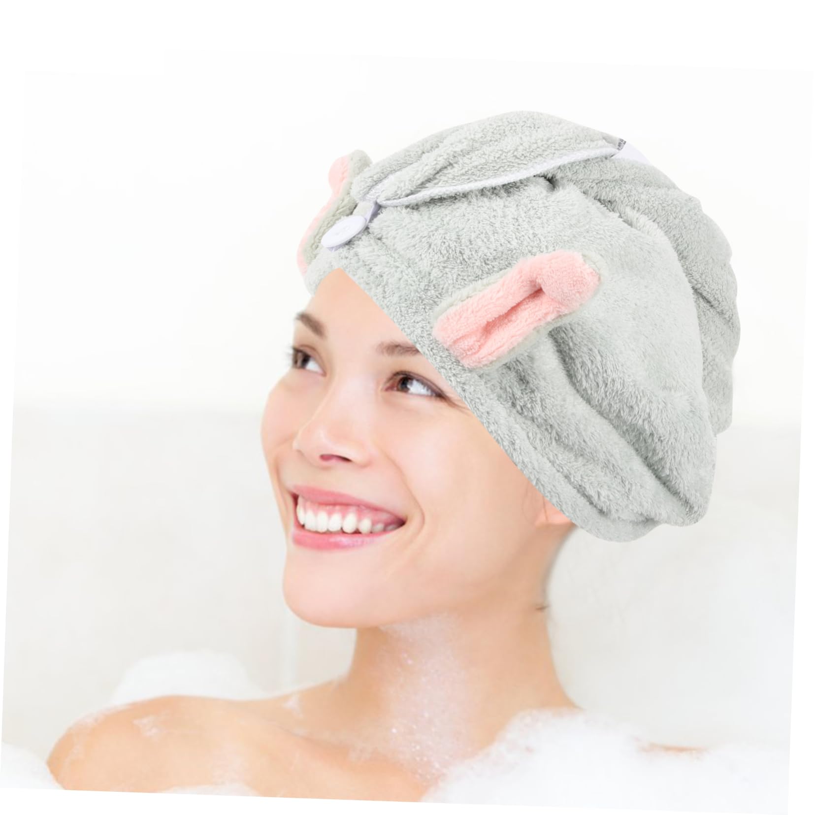 Housoutil 3pezzi Cappello Asciugacapelli Super Assorbente Forma Di Orecchie Di Coniglio Asciugamano Morbido e Leggero Per Asciugare Per Uso Domestico e Viaggi