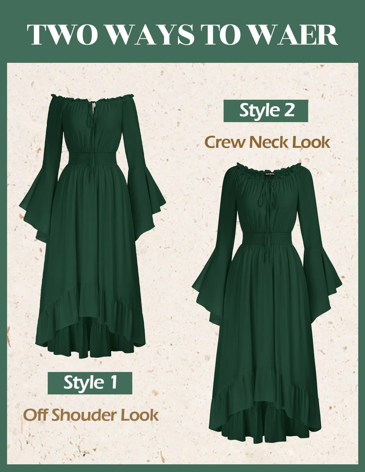 SCARLET DARKNESS Vestido Largo renacentista para Mujer, Cintura ahumada, diseño Alto, Estilo Medieval