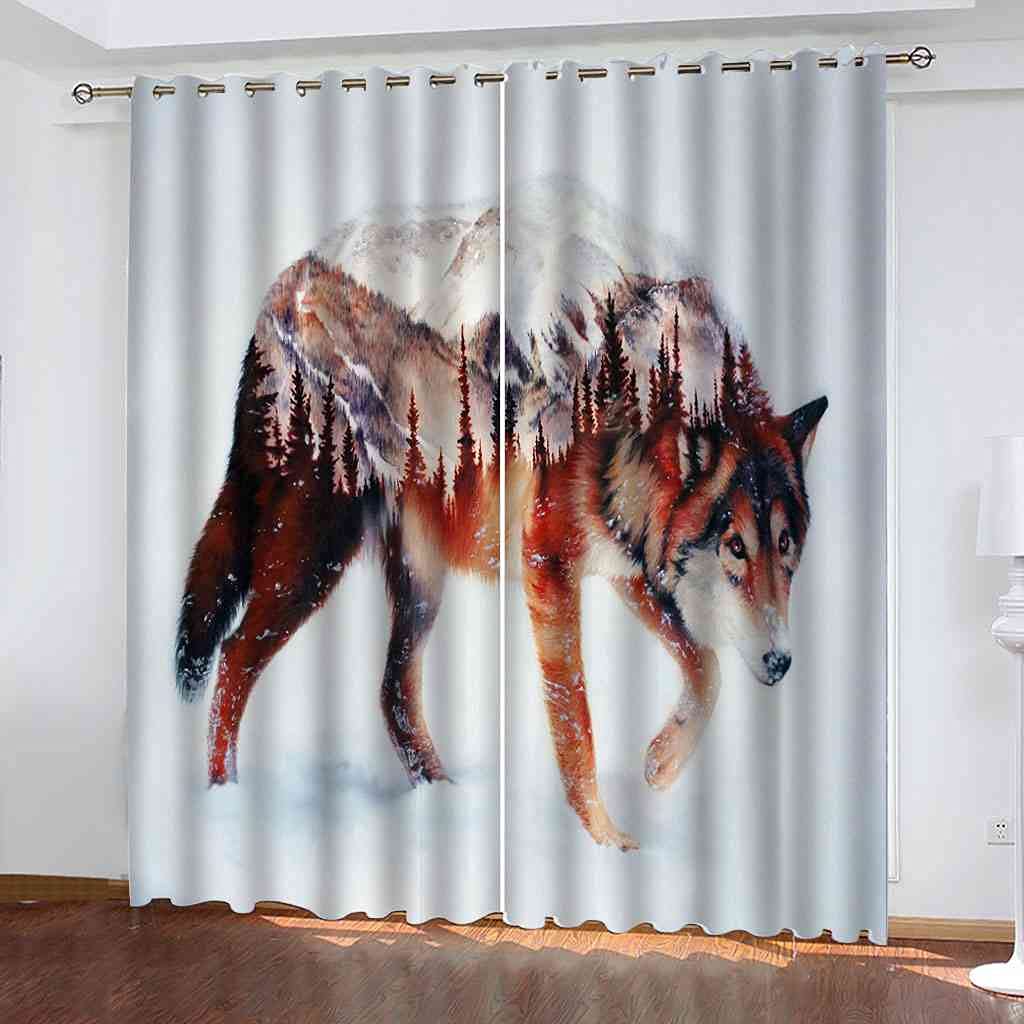 Rideau occultant loup rouge 200x160cm pour chambre moderne