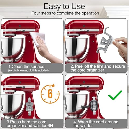 Miniatura 2 de Organizador de cables para electrodomésticos de cocina, 6 piezas adhesivas y resistentes, organizador de cables para electrodomésticos de cocina,