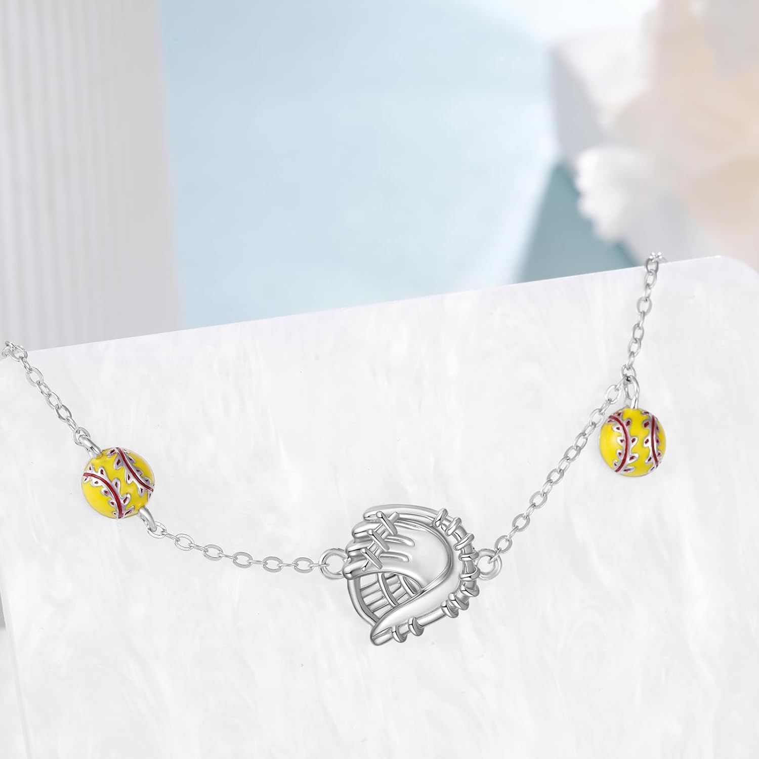 Softball Bracelet 925 Sterling Silver Sport Gifts for Women Softball Jewelry Gifts for Women - Image 3