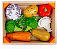 Vista 4 de Bigjigs Toys Caja de verduras de madera - Comida de juego y juguetes de rol