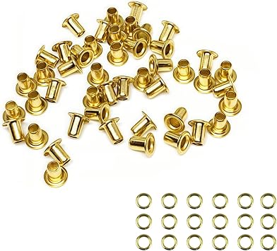 SIMAIYUN 200 Pcs 5mm Grommets Eyelets, Self Backing Eyelets for Bead Cores Clothes DIY Projects CraftersGold