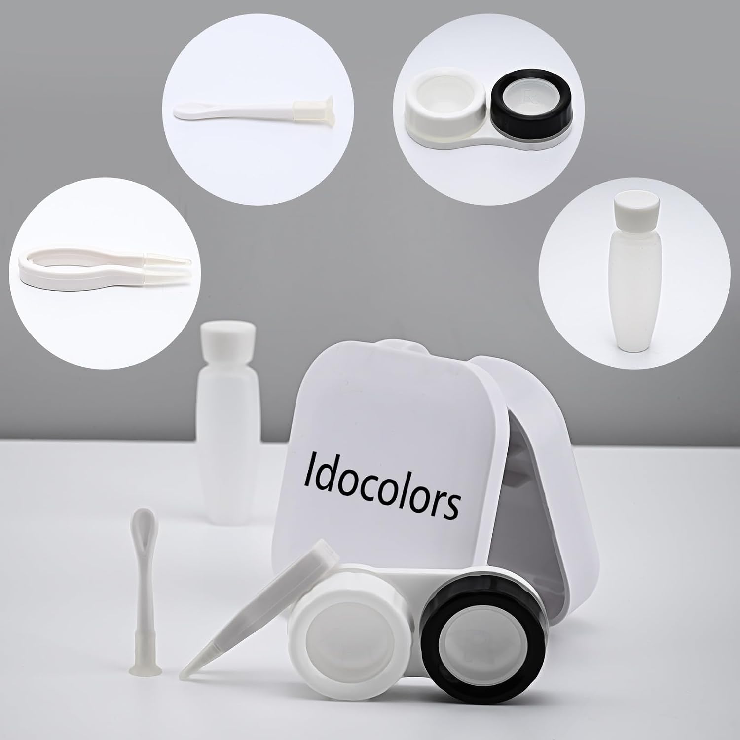 Idocolors Contact Lens Case, Portable Cute Eye Contacts Colored Lenses Applicator Remover Tool Kit with Mirror Solution Bottle for Travel Daily Outdoor