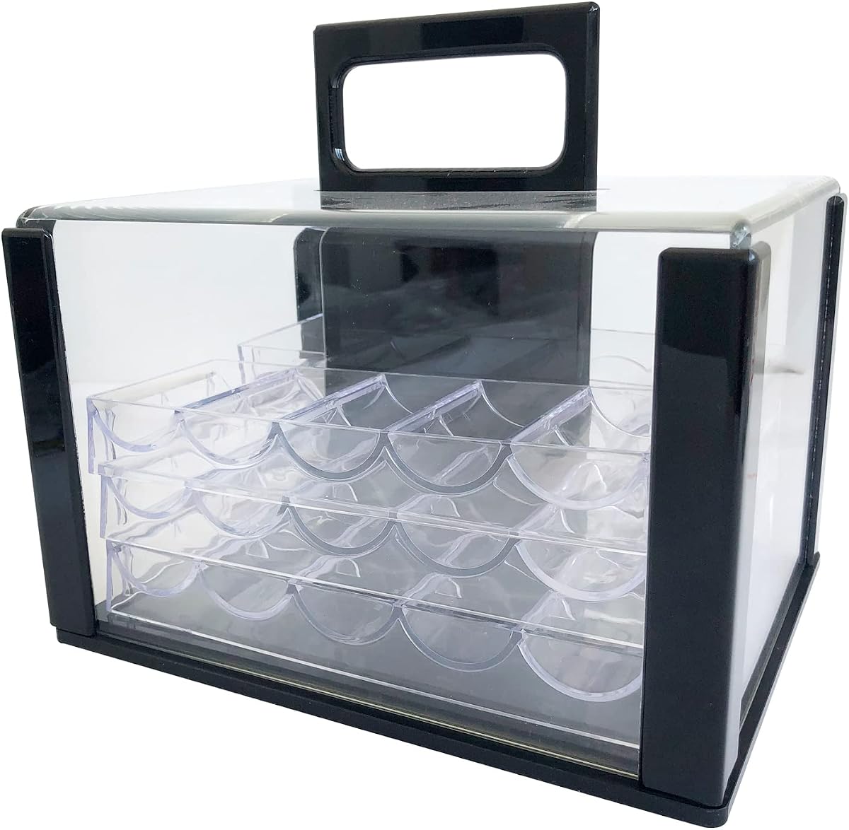 Yuanhe Deluxe Acrylic Poker Chip Case Poker Chip Carrier(600 Chips Capacity)-With 6 Chip Racks/Chip Trays