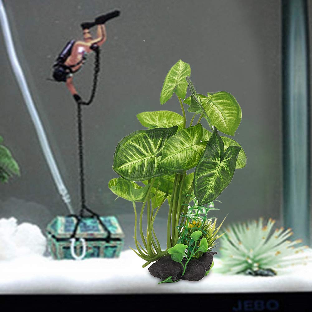 Hffheer Piante Artificiali Verdi per Acquario, Decorazione Subacquea in Plastica, Ornamenti Paesaggistici per Acquari