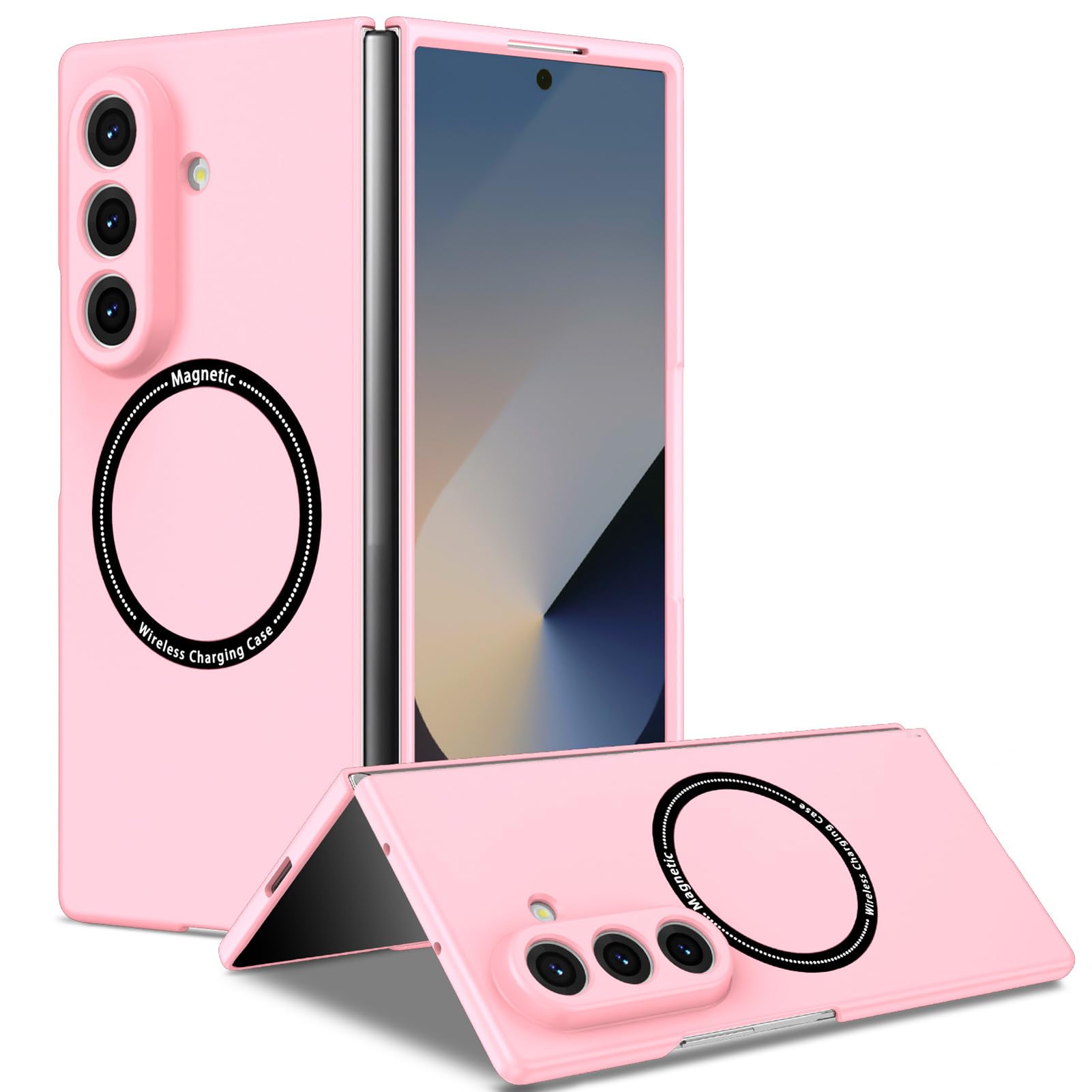 Custodia Magnetica For Samsung Galaxy Z Fold 8 Ultra, Leggera, Ultra Sottile, PC, Protezione Completa Delle Lenti, Supporto Antigraffio, Copertura Di Ricarica Wireless.(Pink)