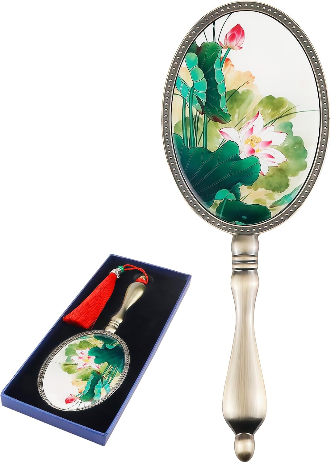 Vintage Handheld Makeup Mirror, Cosmetic Mirrors with Handle, Portable Hand Mirror for Women