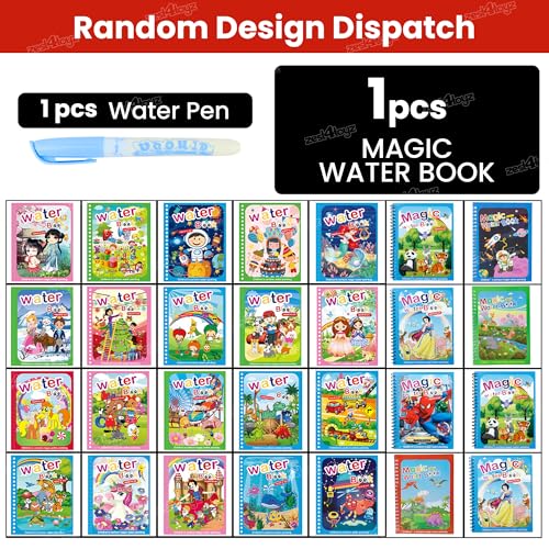 Image of Zest 4 Toyz Magic Water Drawing Book for Kids Reusable Coloring Book with Water Pen Mess-Free Activity Book Educational Toy for Toddlers Boys and Girls - Ages 3 to 5 (Pack of 1)