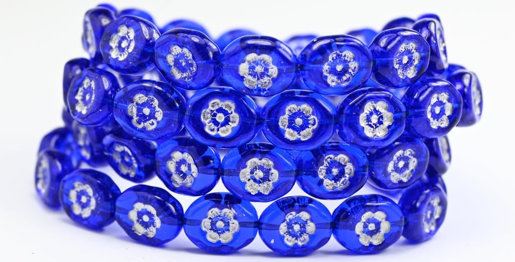 Outlet 10 Grams Flower Pressed Glass Beads, 18 x 18 mm, Emerald Green Gold Lined (50120-54202), Glass, Czech Republic