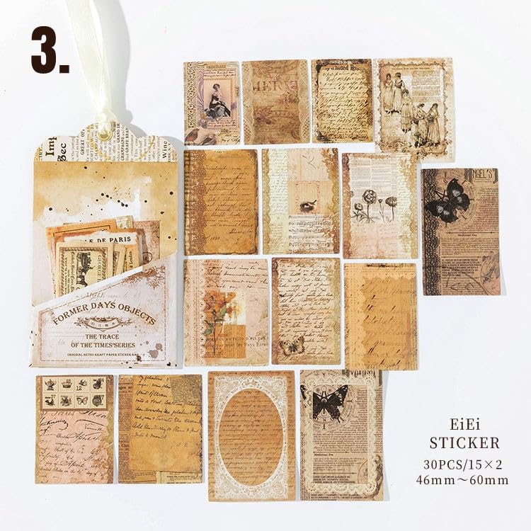 Amazon.co.jp: コラージュ素材 シール レトロ アンティーク ステッカー